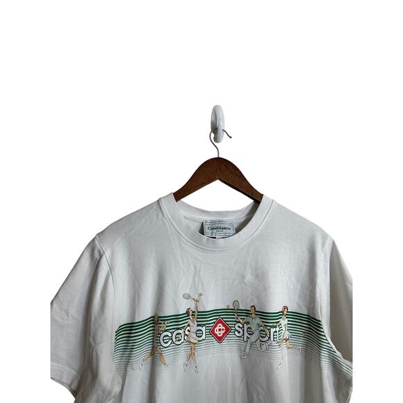 Casablanca White Playful Stripes T-Shirt Mens XL - Picture 7 of 9